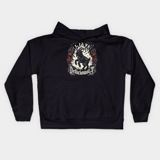 Occult Goat - Live Deliciously - Vintage Witch Woodcut Kids Hoodie